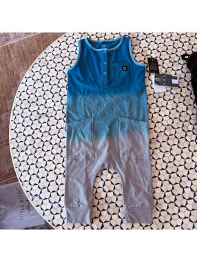 Rags to raches blue ombre dip dye romper